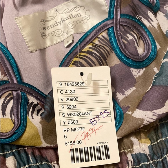 Anthropologie Wendy Katlen Looped Silk watercolor Size 6 - Picture 11 of 11